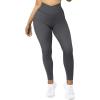 imageSUUKSESS Women Reflective High Waisted Running Leggings with Pockets Yoga Pants22 Peach Butt Lifting Grey