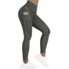 imageSUUKSESS Women Reflective High Waisted Running Leggings with Pockets Yoga Pants35 Army Green
