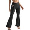 imageSUUKSESS Women Ribbed Crossover Flare Leggings V Back Yoga Pants with Pockets1 Black
