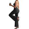 imageSUUKSESS Women Ribbed Crossover Flare Leggings V Back Yoga Pants with Pockets1 Black
