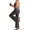 imageSUUKSESS Women Ribbed Crossover Flare Leggings V Back Yoga Pants with Pockets1 Grey