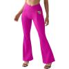 imageSUUKSESS Women Ribbed Crossover Flare Leggings V Back Yoga Pants with Pockets1 Hot Pink