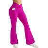 imageSUUKSESS Women Ribbed Crossover Flare Leggings V Back Yoga Pants with Pockets1 Hot Pink