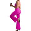imageSUUKSESS Women Ribbed Crossover Flare Leggings V Back Yoga Pants with Pockets1 Hot Pink