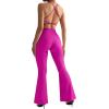 imageSUUKSESS Women Ribbed Crossover Flare Leggings V Back Yoga Pants with Pockets1 Hot Pink