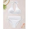 imageSUUKSESS Women Ribbed High Waist Bikini Sexy Drawstring Tummy Control SwimsuitsWhite