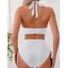imageSUUKSESS Women Ribbed High Waist Bikini Sexy Drawstring Tummy Control SwimsuitsWhite