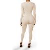 imageSUUKSESS Women Ribbed One Piece Jumpsuits Yoga Short Sleeve Workout Jumpsuits1 Beige