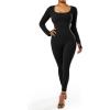 imageSUUKSESS Women Ribbed One Piece Jumpsuits Yoga Short Sleeve Workout Jumpsuits1 Black