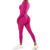 imageSUUKSESS Women Ribbed One Piece Jumpsuits Yoga Short Sleeve Workout Jumpsuits1 Hot Pink