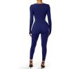 imageSUUKSESS Women Ribbed One Piece Jumpsuits Yoga Short Sleeve Workout Jumpsuits1 Navy Blue