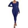 imageSUUKSESS Women Ribbed One Piece Jumpsuits Yoga Short Sleeve Workout Jumpsuits1 Navy Blue