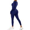 imageSUUKSESS Women Ribbed One Piece Jumpsuits Yoga Short Sleeve Workout Jumpsuits1 Navy Blue