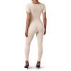 imageSUUKSESS Women Ribbed One Piece Jumpsuits Yoga Short Sleeve Workout JumpsuitsShort Beige
