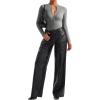 imageSUUKSESS Women Ribbed Seamless Bodysuit Sexy Zip up Front Long Sleeve Bodysuits Top02 Grey