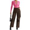 imageSUUKSESS Women Ribbed Seamless Bodysuit Sexy Zip up Front Long Sleeve Bodysuits Top02 Hot Pink