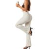 imageSUUKSESS Women Ribbed Seamless Flare Leggings Bootcut High Waist Yoga Pants1 Beige