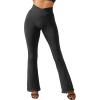 imageSUUKSESS Women Ribbed Seamless Flare Leggings Bootcut High Waist Yoga Pants1 Black