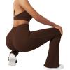 imageSUUKSESS Women Ribbed Seamless Flare Leggings Bootcut High Waist Yoga Pants1 Dark Brown