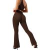 imageSUUKSESS Women Ribbed Seamless Flare Leggings Bootcut High Waist Yoga Pants1 Dark Brown