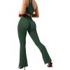 imageSUUKSESS Women Ribbed Seamless Flare Leggings Bootcut High Waist Yoga Pants1 Green