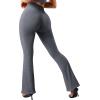 imageSUUKSESS Women Ribbed Seamless Flare Leggings Bootcut High Waist Yoga Pants1 Grey