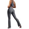 imageSUUKSESS Women Ribbed Seamless Flare Leggings Bootcut High Waist Yoga Pants1 Grey