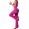 imageSUUKSESS Women Ribbed Seamless Flare Leggings Bootcut High Waist Yoga Pants1 Hot Pink