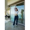 imageSUUKSESS Women Ribbed Seamless Flare Leggings Bootcut High Waist Yoga Pants1 Navy Blue