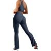 imageSUUKSESS Women Ribbed Seamless Flare Leggings Bootcut High Waist Yoga Pants1 Navy Blue