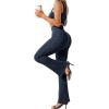 imageSUUKSESS Women Ribbed Seamless Flare Leggings Bootcut High Waist Yoga Pants1 Navy Blue