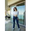imageSUUKSESS Women Ribbed Seamless Flare Leggings Bootcut High Waist Yoga Pants1 Navy Blue