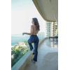 imageSUUKSESS Women Ribbed Seamless Flare Leggings Bootcut High Waist Yoga Pants1 Navy Blue