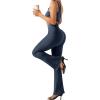 imageSUUKSESS Women Ribbed Seamless Flare Leggings Bootcut High Waist Yoga Pants1 Navy Blue