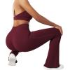imageSUUKSESS Women Ribbed Seamless Flare Leggings Bootcut High Waist Yoga Pants1 Wine Red