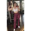 imageSUUKSESS Women Ribbed Seamless Flare Leggings Bootcut High Waist Yoga Pants1 Wine Red