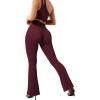 imageSUUKSESS Women Ribbed Seamless Flare Leggings Bootcut High Waist Yoga Pants1 Wine Red