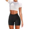 imageSUUKSESS Women Ribbed Seamless Leggings High Waisted Workout Gym Yoga Pants17 Shorts Black