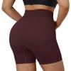 imageSUUKSESS Women Ribbed Seamless Leggings High Waisted Workout Gym Yoga Pants17 Shorts Black Cherry