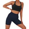 imageSUUKSESS Women Ribbed Seamless Leggings High Waisted Workout Gym Yoga Pants17 Shorts Dark Blue