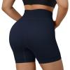 imageSUUKSESS Women Ribbed Seamless Leggings High Waisted Workout Gym Yoga Pants17 Shorts Dark Blue