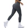 imageSUUKSESS Women Ribbed Seamless Leggings High Waisted Workout Gym Yoga Pants18 Acid Wash Blue