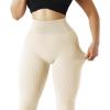 imageSUUKSESS Women Ribbed Seamless Leggings High Waisted Workout Gym Yoga Pants18 Beige