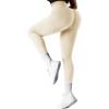 imageSUUKSESS Women Ribbed Seamless Leggings High Waisted Workout Gym Yoga Pants18 Beige