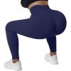 imageSUUKSESS Women Ribbed Seamless Leggings High Waisted Workout Gym Yoga Pants18 Dark Blue