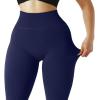 imageSUUKSESS Women Ribbed Seamless Leggings High Waisted Workout Gym Yoga Pants18 Dark Blue