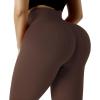 imageSUUKSESS Women Ribbed Seamless Leggings High Waisted Workout Gym Yoga Pants18 Dark Brown