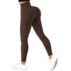 imageSUUKSESS Women Ribbed Seamless Leggings High Waisted Workout Gym Yoga Pants18 Dark Brown