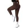 imageSUUKSESS Women Ribbed Seamless Leggings High Waisted Workout Gym Yoga Pants18 Dark Brown