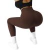 imageSUUKSESS Women Ribbed Seamless Leggings High Waisted Workout Gym Yoga Pants18 Dark Brown